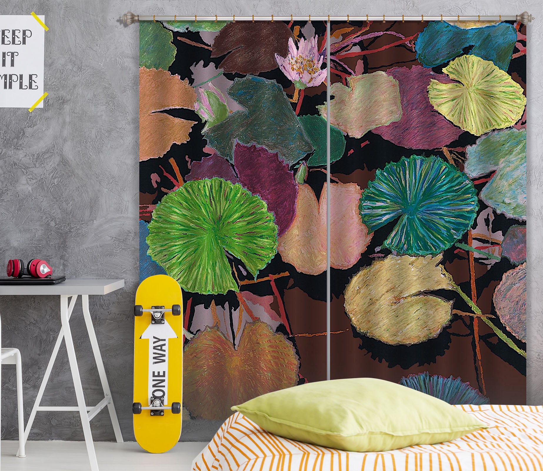 3D Summer Lotus Leaf 291 Allan P. Friedlander Curtain Curtains Drapes