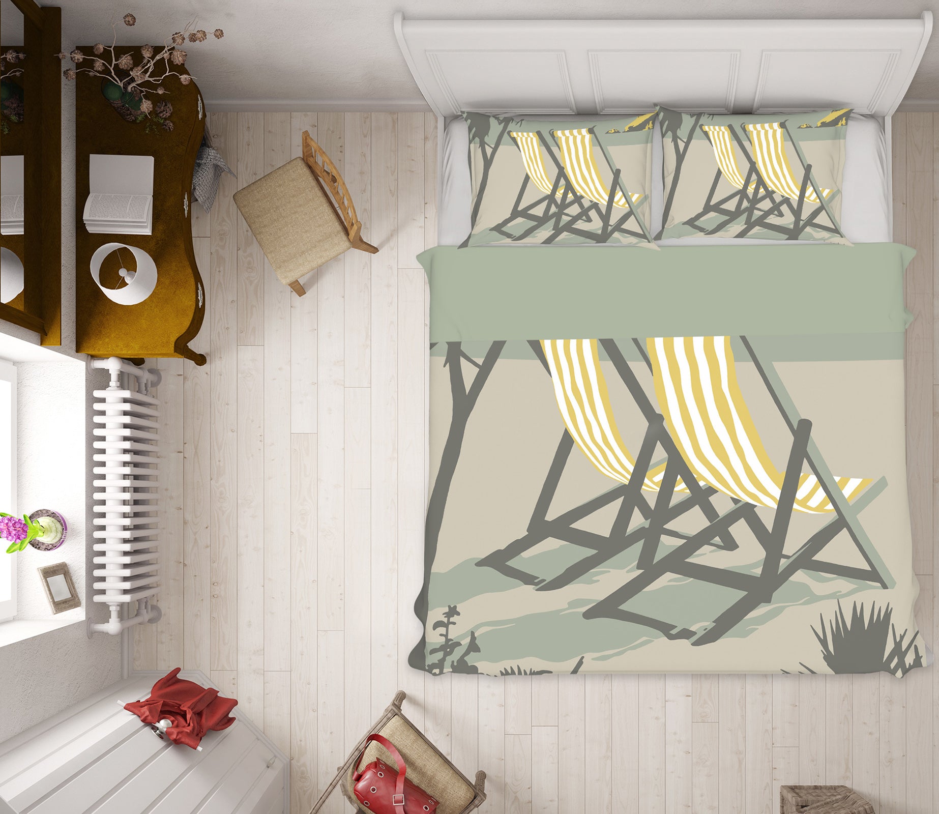 3D Polzeath Deckchairs 2041 Steve Read Bedding Bed Pillowcases Quilt