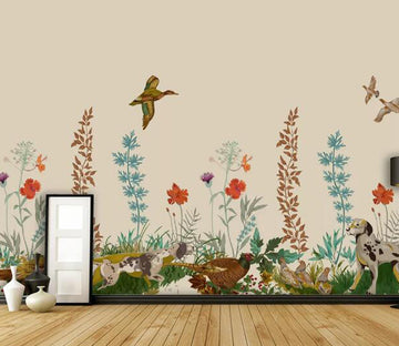 3D Puppy Duck Flower WC2448 Wall Murals
