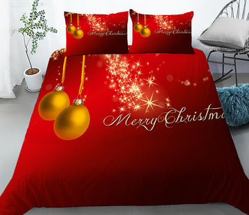 3D Golden Ball 32101 Christmas Quilt Duvet Cover Xmas Bed Pillowcases
