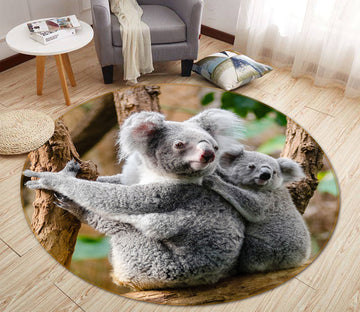 3D Koala 021 Animal Round Non Slip Rug Mat Mat AJ Creativity Home 