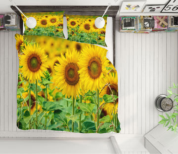 3D Sunflower Bush 67136 Bed Pillowcases Quilt