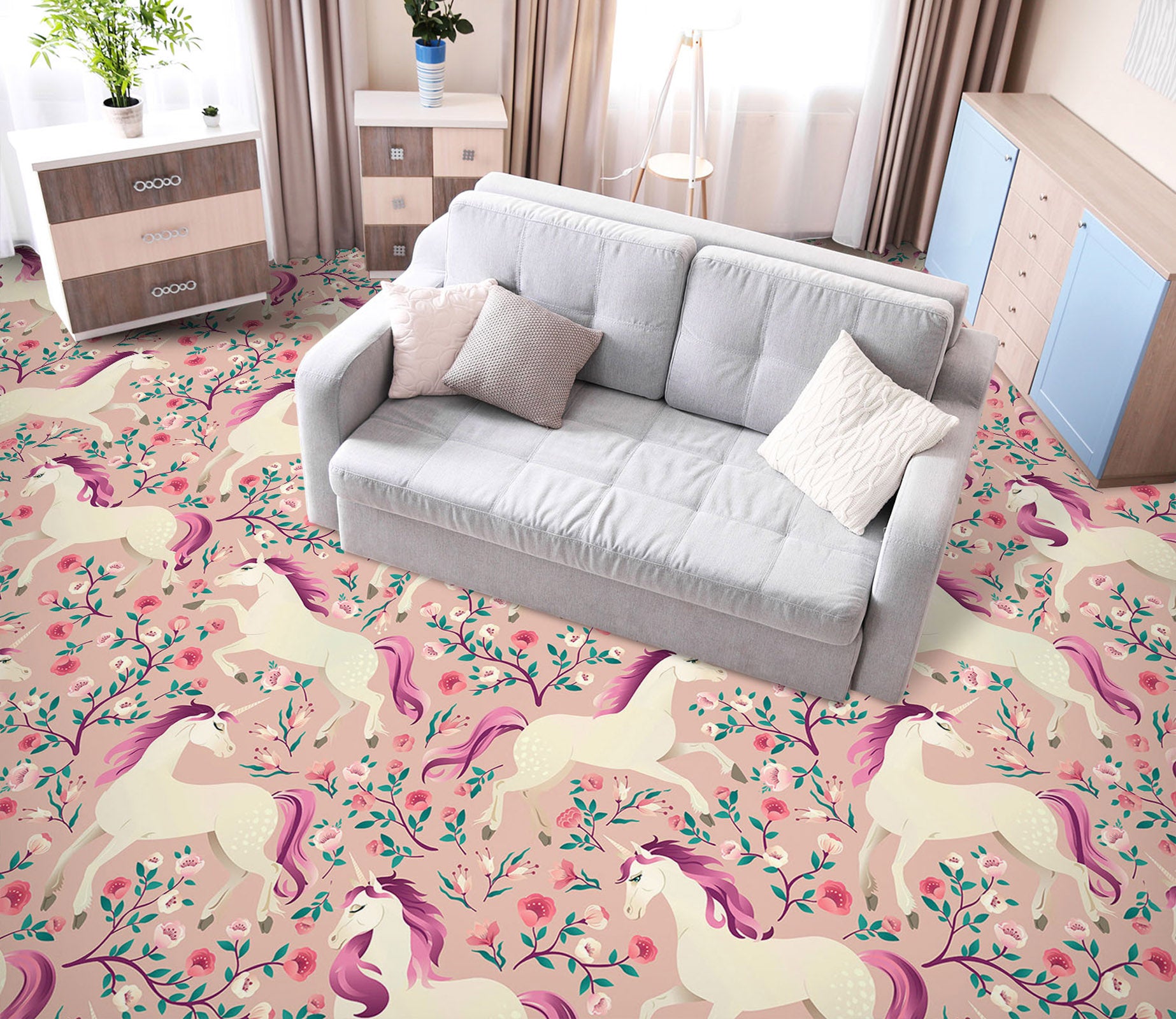 3D Purple Unicorn Mane 1294 Floor Mural  Wallpaper Murals Self-Adhesive Removable Print Epoxy