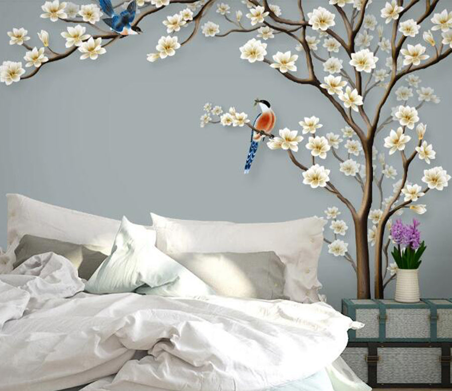 3D Tree Flower Parrot WC2391 Wall Murals