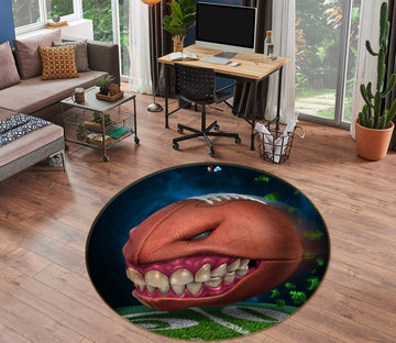 3D Teeth Ball 4156 Tom Wood Rug Round Non Slip Rug Mat