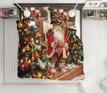 3D Santa Claus Tree 52150 Christmas Quilt Duvet Cover Xmas Bed Pillowcases