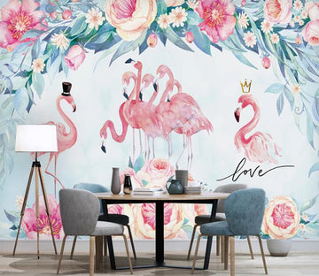 3D Lively Pink Flamingos 2393 Wall Murals