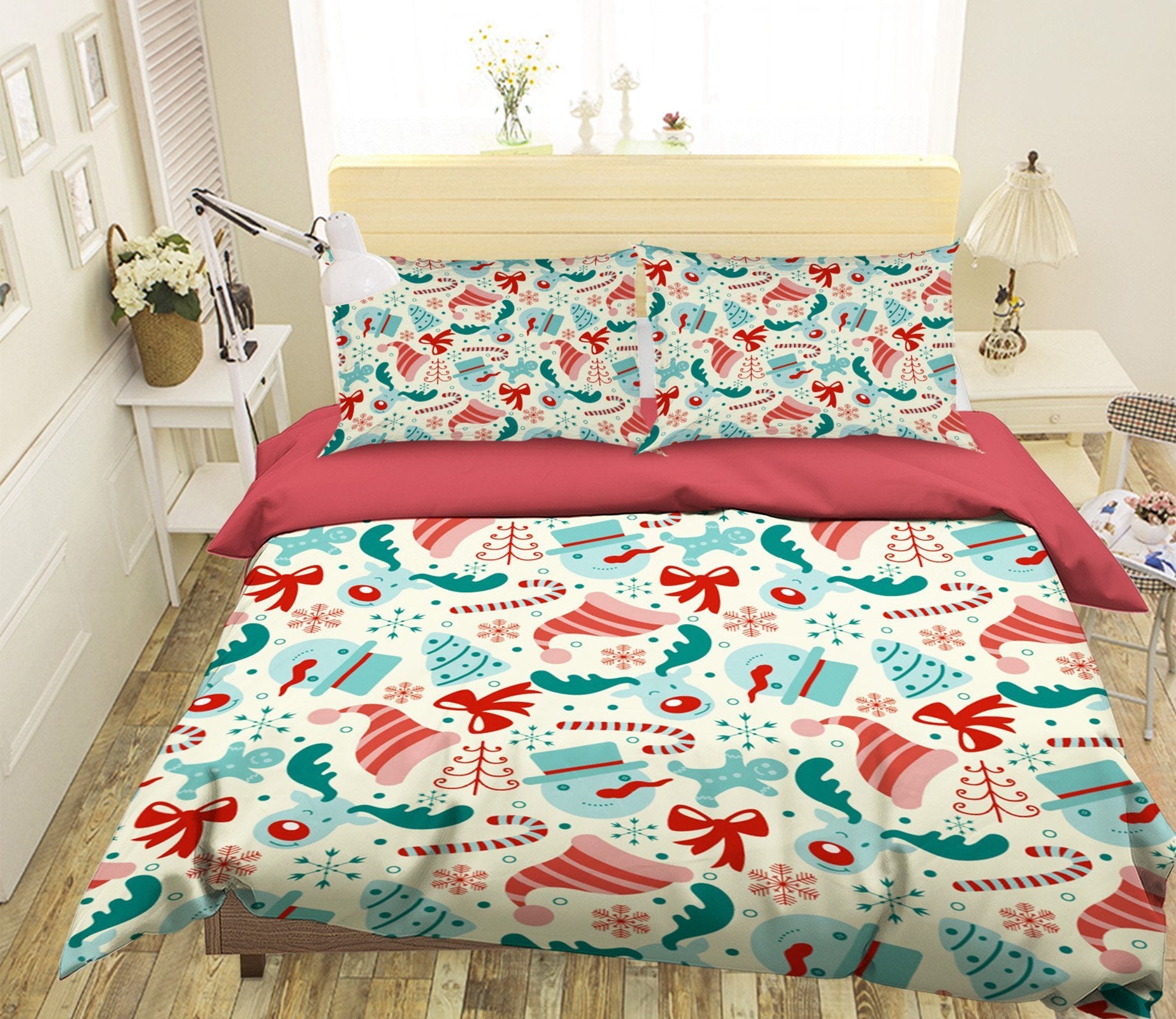 3D Christmas Snowflake Hat 9 Bed Pillowcases Quilt Quiet Covers AJ Creativity Home 