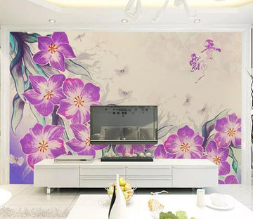3D Purple Flower Petals 047 Wall Murals Wallpaper AJ Wallpaper 2 