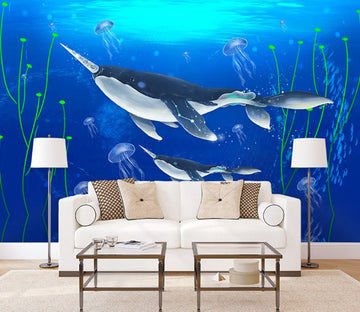 3D Jellyfish Shark WC1625 Wall Murals