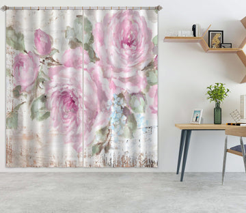 3D Pink Flowers 3042 Debi Coules Curtain Curtains Drapes