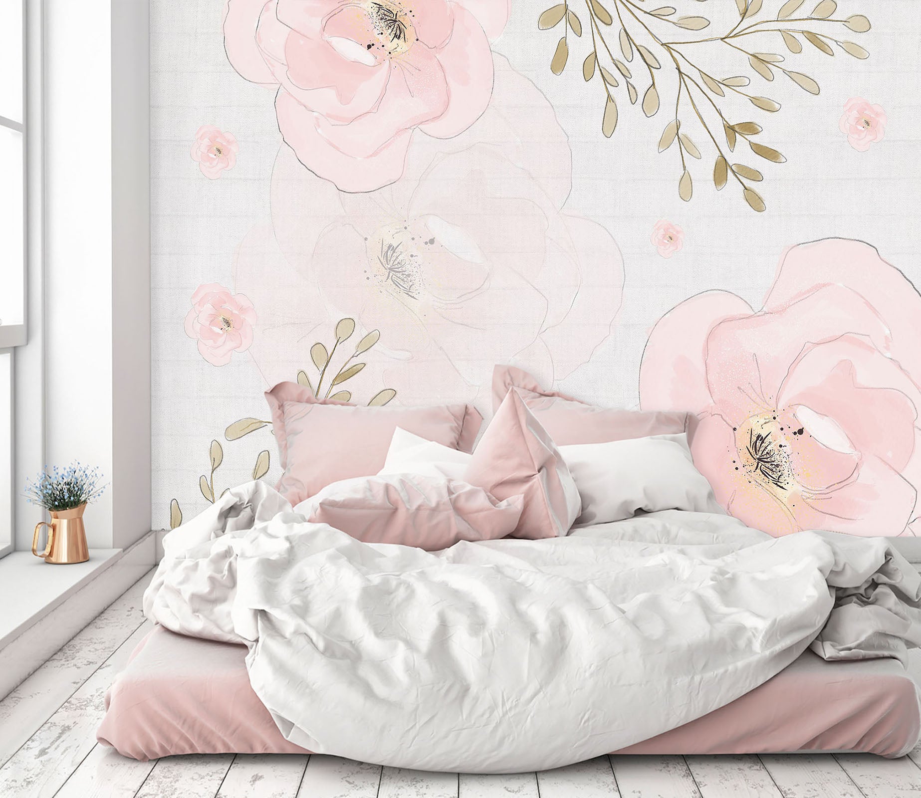 3D Pink Flowers 1538 Wall Murals