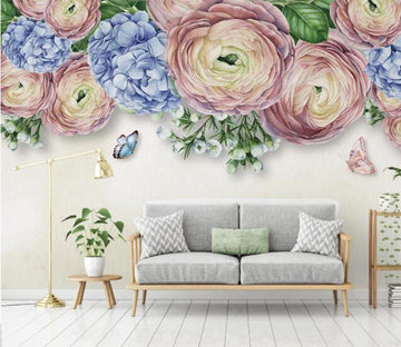 3D Peony Butterfly WC950 Wall Murals