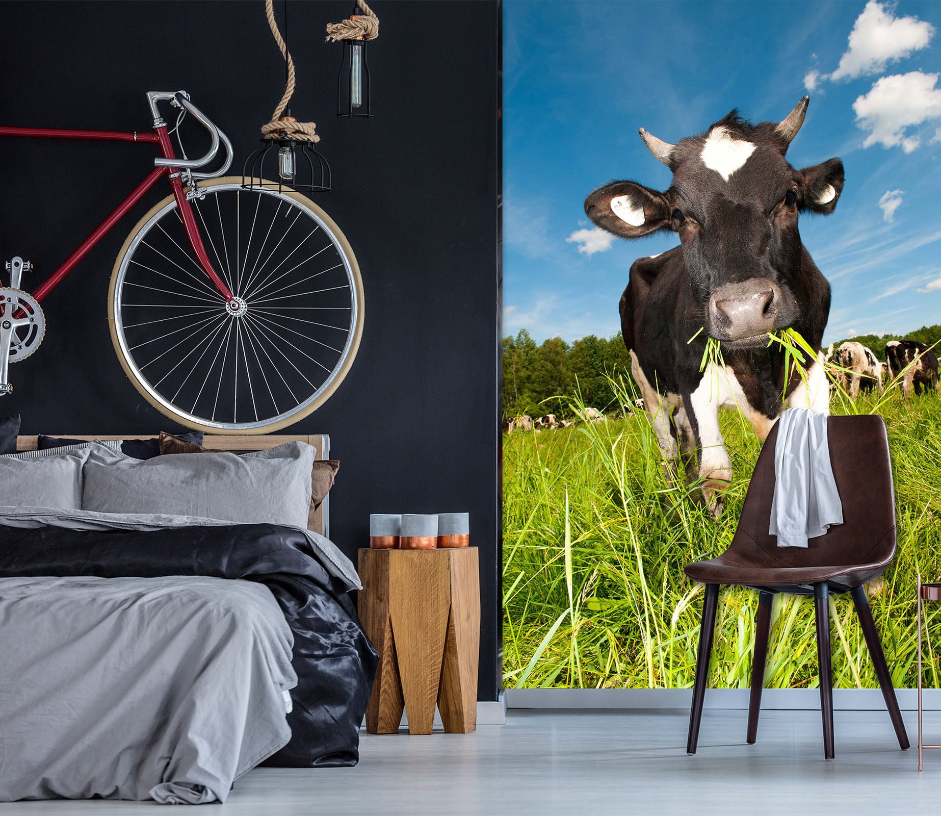 3D Cow Grass 1977 Wall Murals