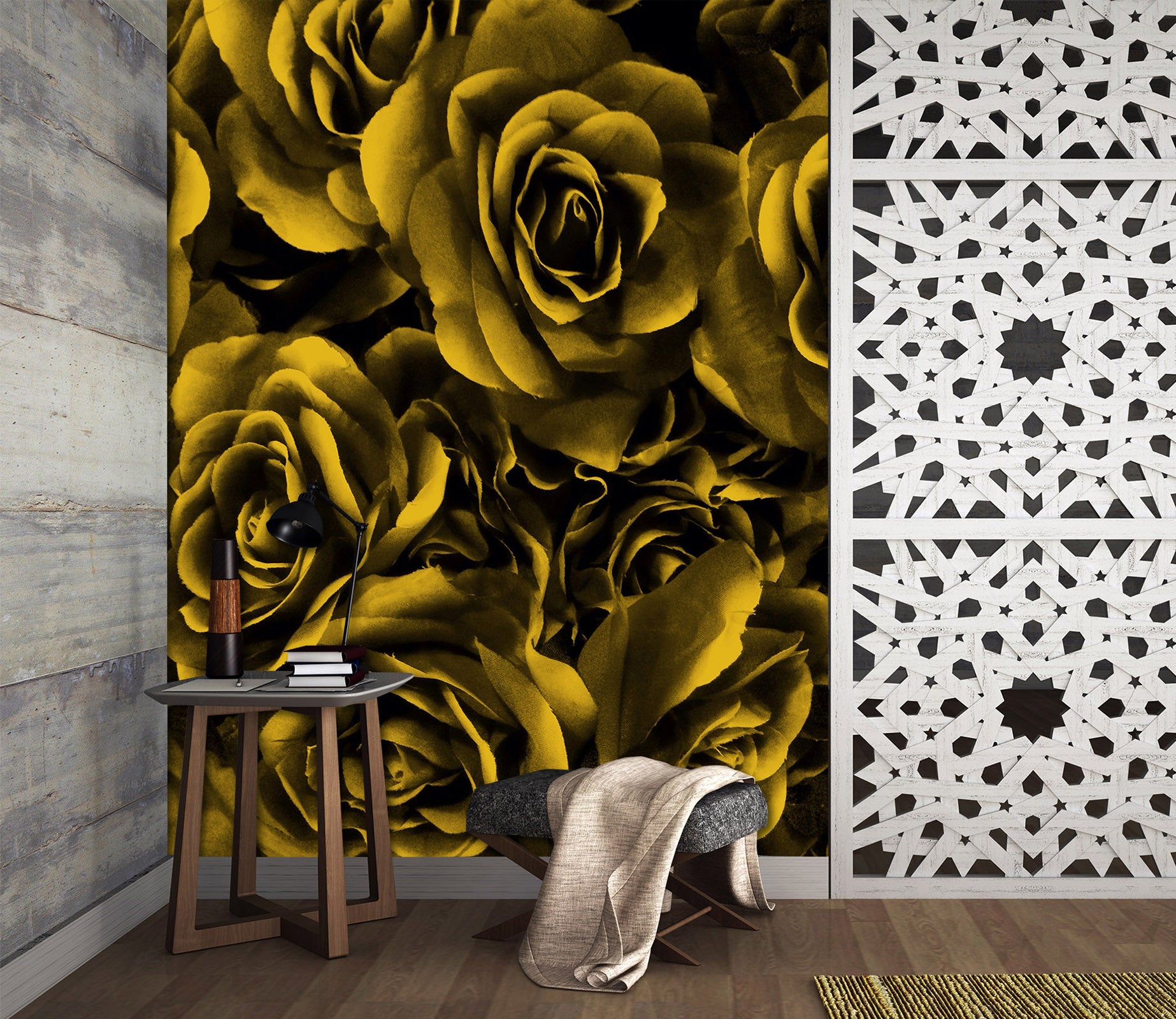 3D Gold Black Flowers 57240 Wall Murals