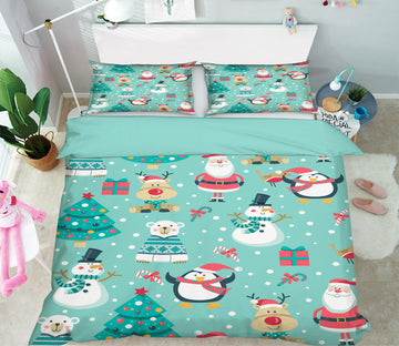 3D Santa Deer Snowman Pattern 52171 Christmas Quilt Duvet Cover Xmas Bed Pillowcases