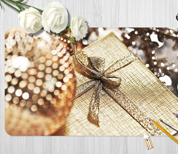 3D Golden Ball Gift Box 53157 Christmas Desk Mat Xmas