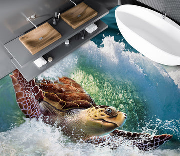 3D Sea Turtle Waves 96225 Jerry LoFaro Floor Mural  Wallpaper Murals Self-Adhesive Removable Print Epoxy