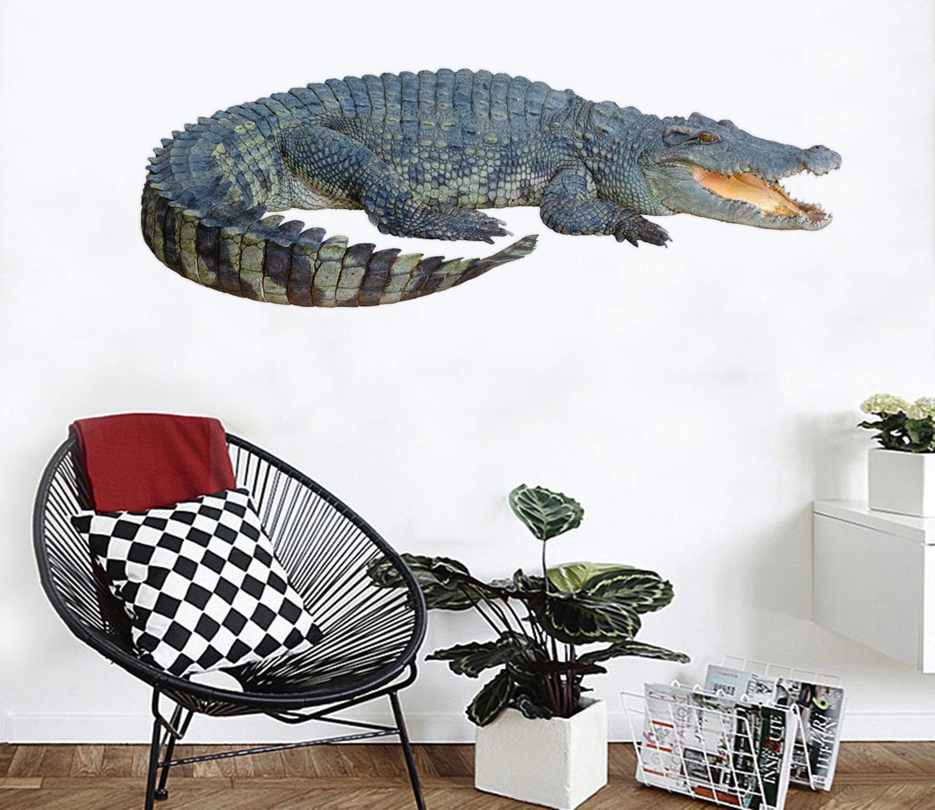 3D Open Mouth Crocodile 018 Animals Wall Stickers Wallpaper AJ Wallpaper 