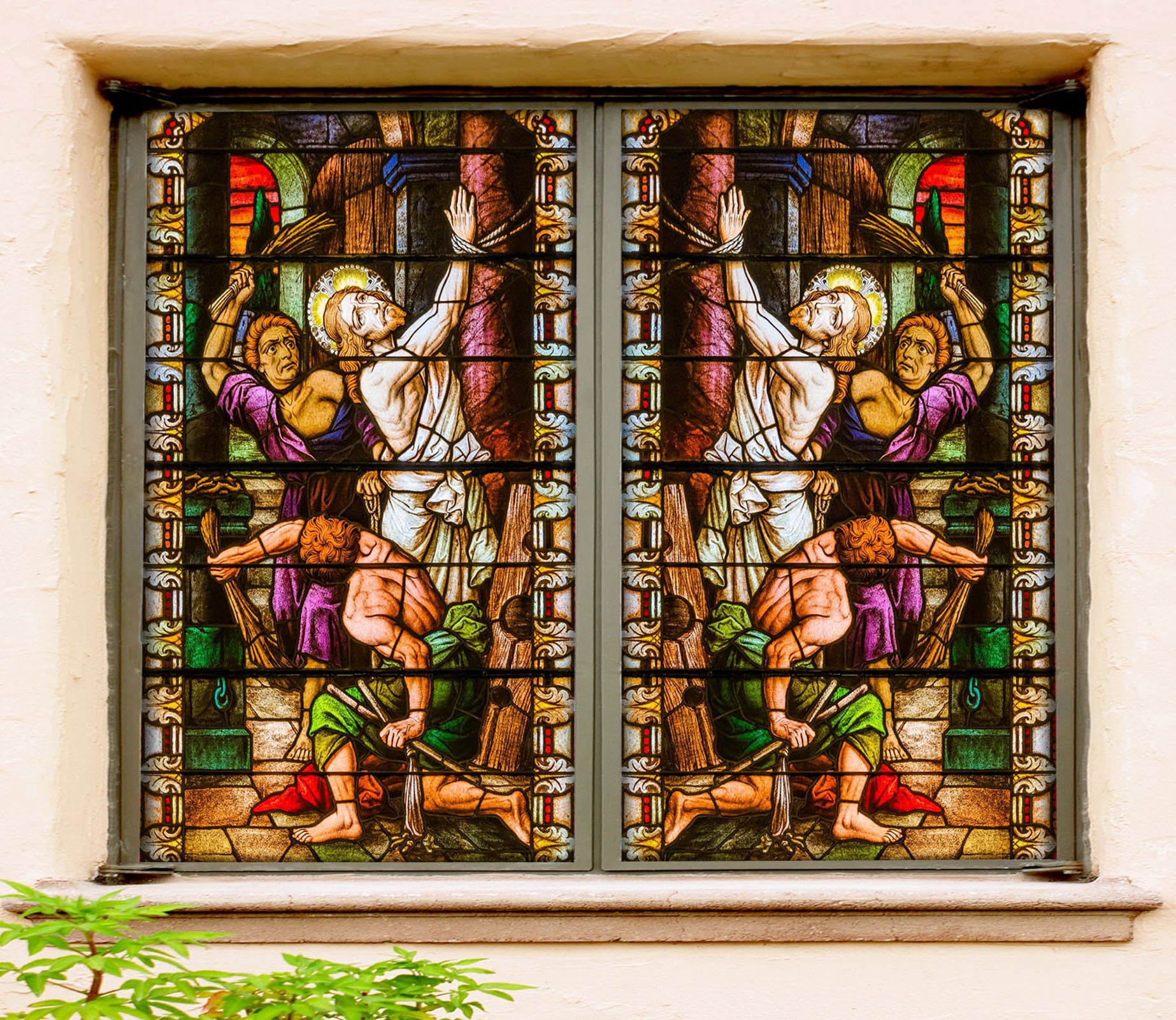 3D Tortured Religion 237 Window Film Print Sticker Cling Stained Glass UV Block