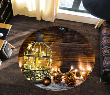 3D String Lights 55242 Christmas Round Non Slip Rug Mat Xmas