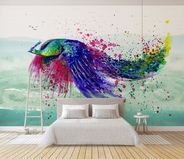3D Colored Peacock WG115 Wall Murals