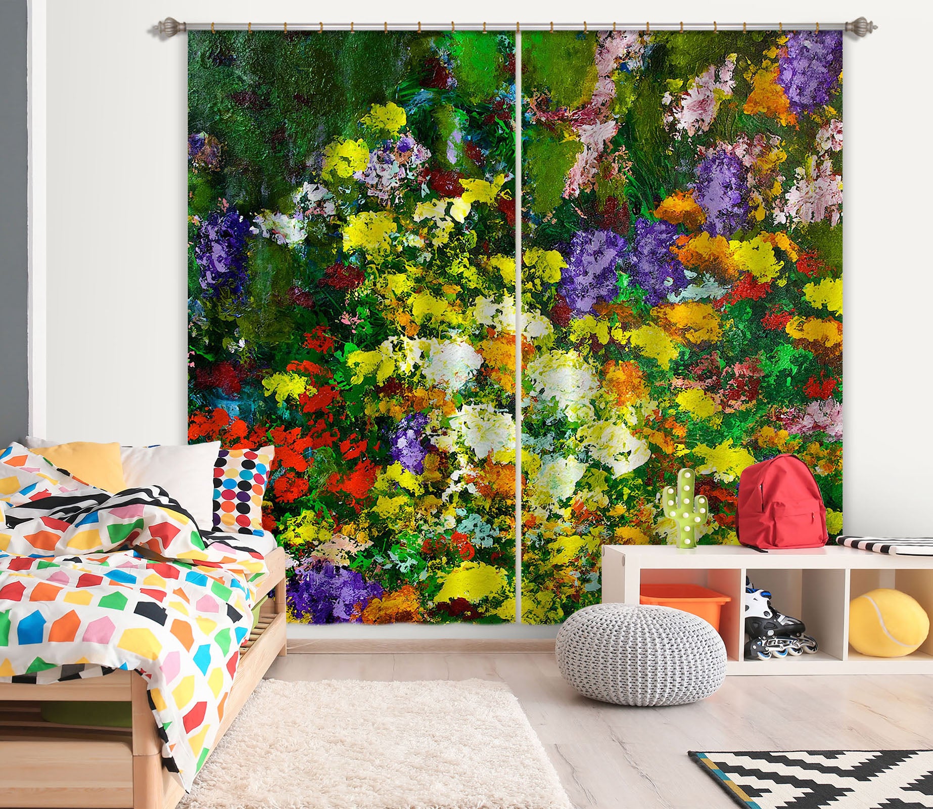 3D Bright Flowers 197 Allan P. Friedlander Curtain Curtains Drapes