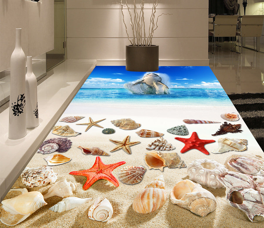 3D Starfish Shell 570 Floor Mural  Wallpaper Murals Rug & Mat Print Epoxy waterproof bath floor