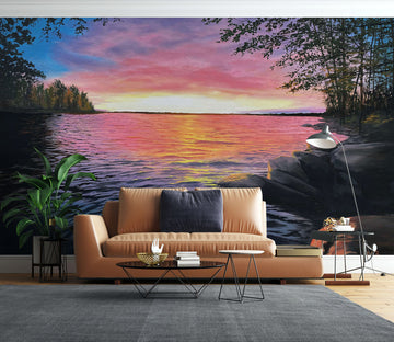 3D Sunset Lake 9815 Marina Zotova Wall Mural Wall Murals