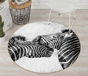3D Zebra 113 Animal Round Non Slip Rug Mat Mat AJ Creativity Home 