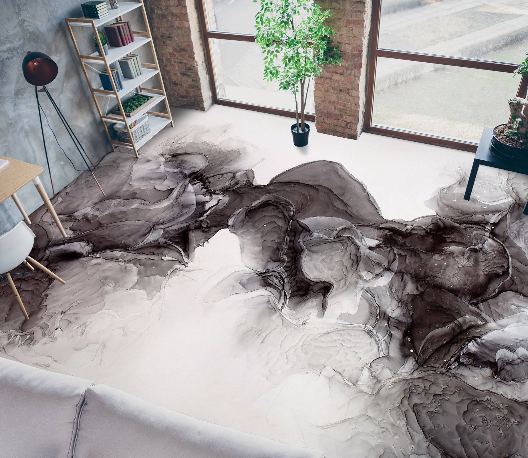 3D Flowing Ink Ribbon 1240 Floor Mural  Wallpaper Murals Self-Adhesive Removable Print Epoxy