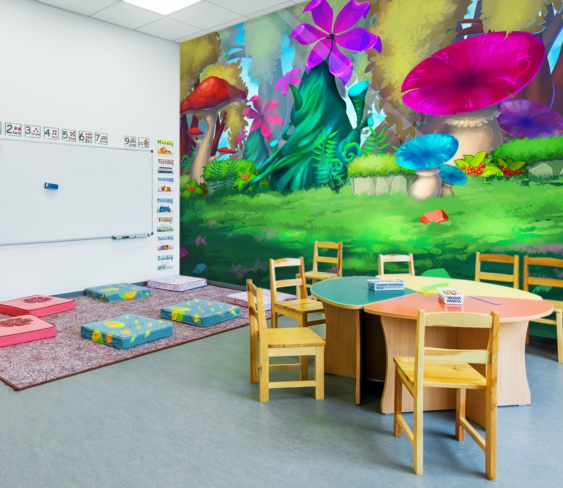 3D Colored Mushrooms 279 Wall Murals