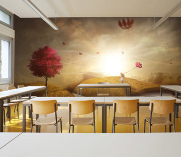 3D Book Tree Girl 141 Wall Murals