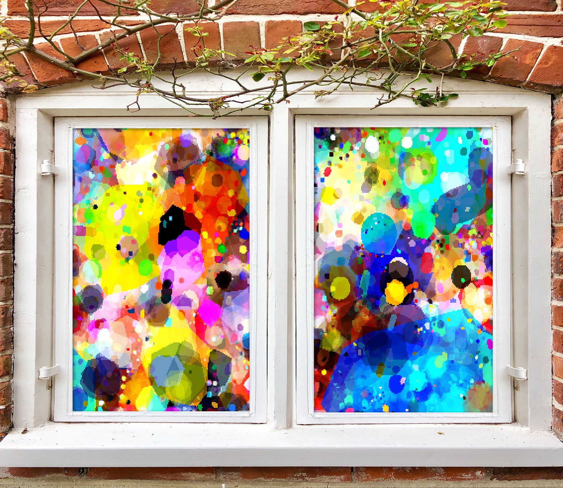 3D Color Graffiti 410 Window Film Print Sticker Cling Stained Glass UV Block