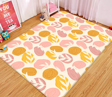 3D Pink Yellow Circle Leaf Pattern 107101 Kashmira Jayaprakash Rug Non Slip Rug Mat