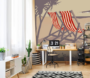 3D Bournemouth Red Deckchairs 1006 Steve Read Wall Mural Wall Murals
