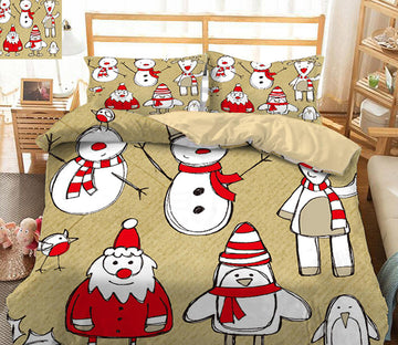 3D Santa Snowman 32005 Christmas Quilt Duvet Cover Xmas Bed Pillowcases