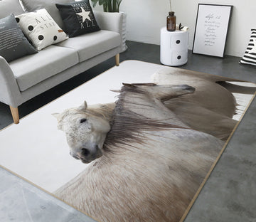 3D Two Horses 1075 Marco Carmassi Rug Non Slip Rug Mat