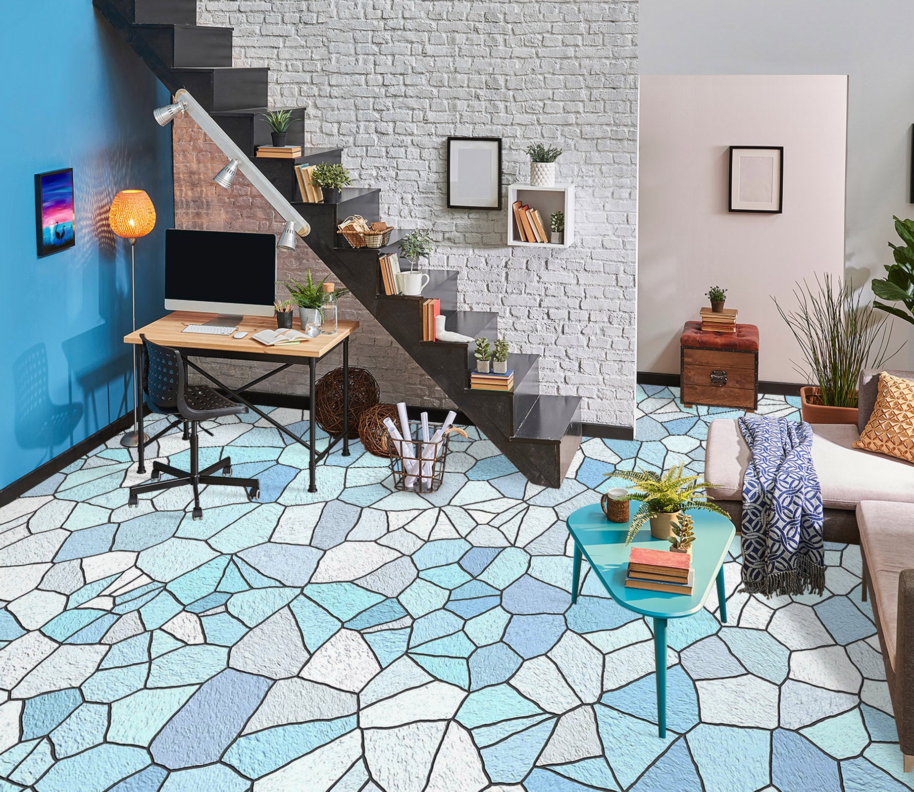 3D Fresh Fragmented Colors 808 Floor Mural  Wallpaper Murals Rug & Mat Print Epoxy waterproof bath floor