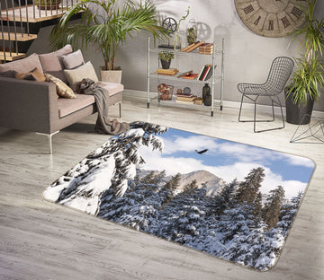 3D Heavy Snow Forest 1155 Marco Carmassi Rug Non Slip Rug Mat