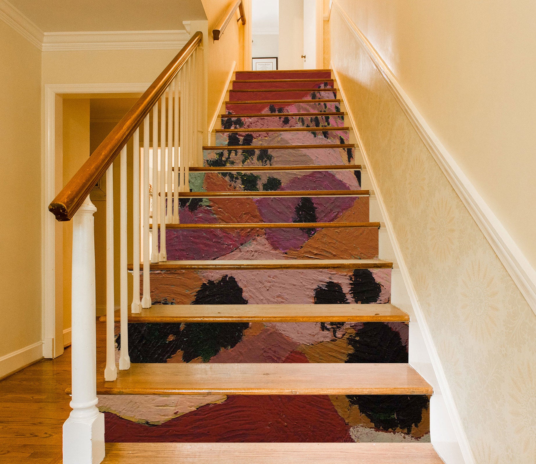 3D Oil Painting Color Block Hillside Trees 90157 Allan P. Friedlander Stair Risers