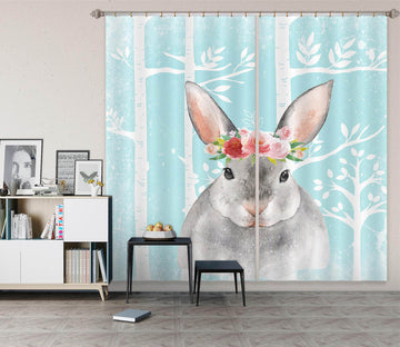 3D Rabbit Flower 168 Uta Naumann Curtain Curtains Drapes