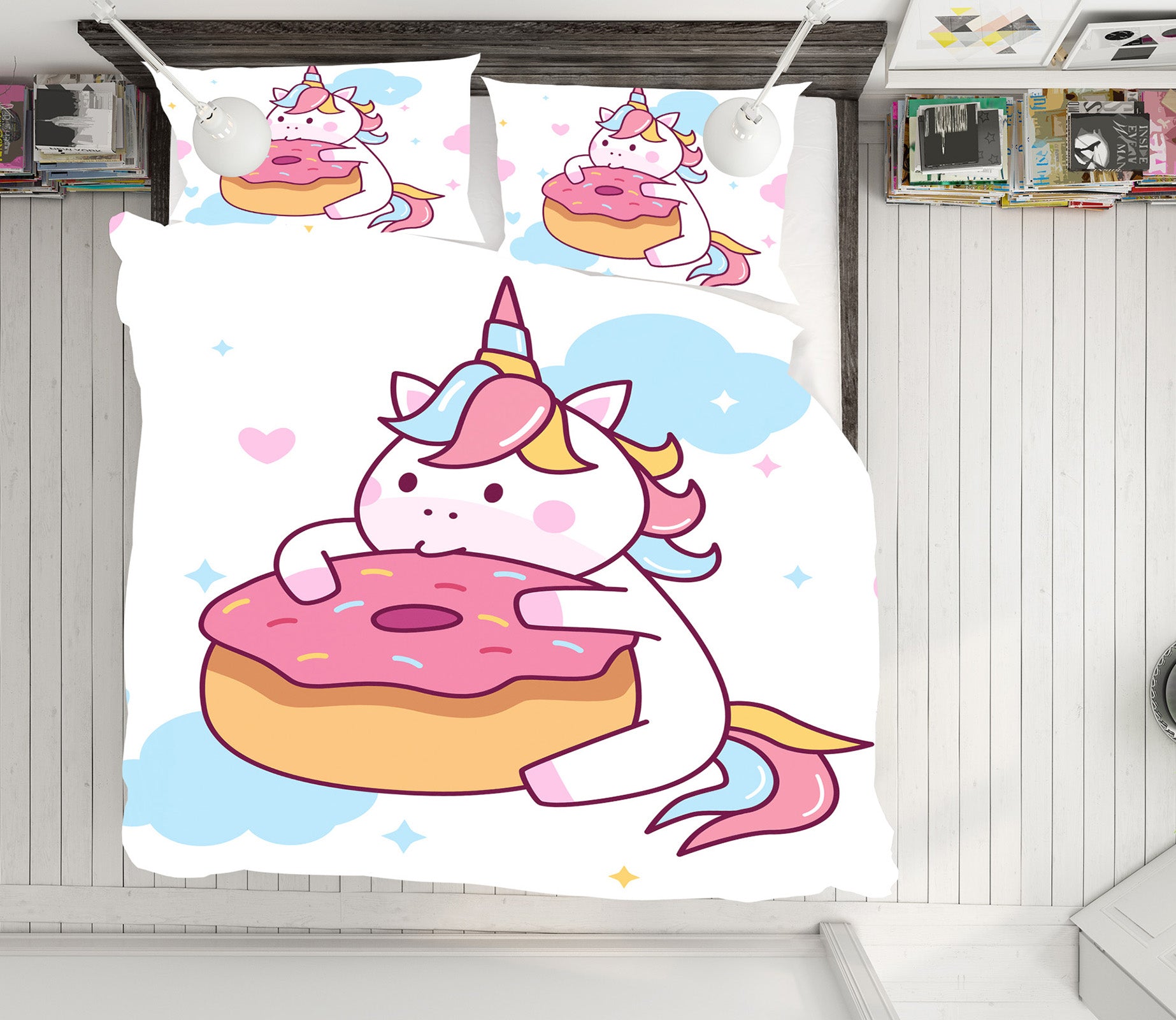 3D Donuts Unicorn 67038 Bed Pillowcases Quilt