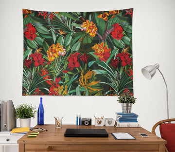 3D Red Flower Leaves 920 Uta Naumann Tapestry Hanging Cloth Hang