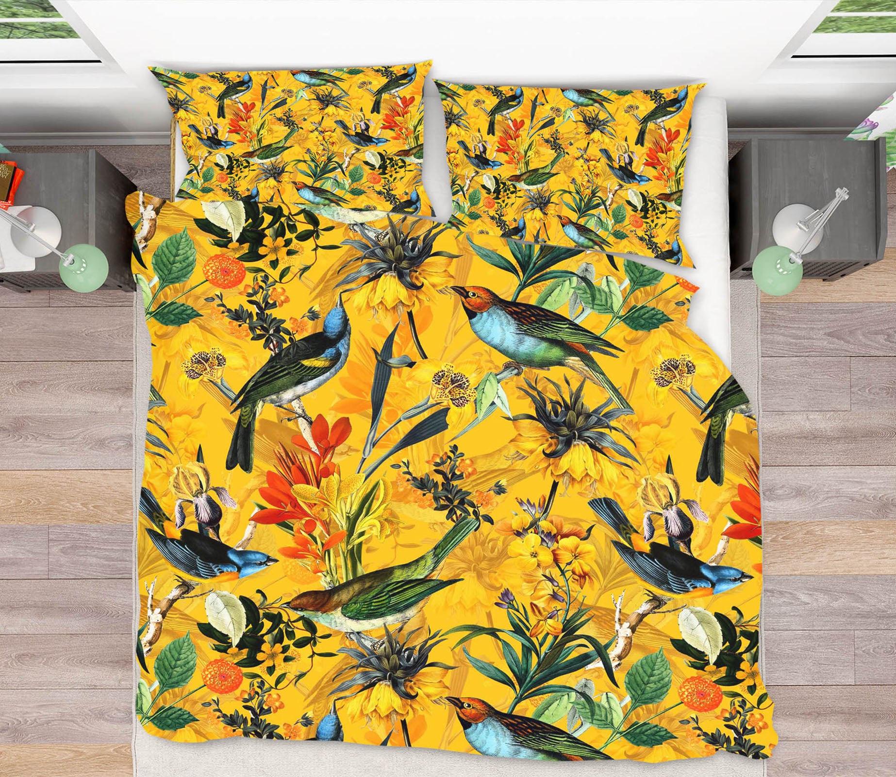 3D Yellow Flower Bird 117 Uta Naumann Bedding Bed Pillowcases Quilt