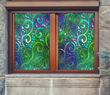 3D Green Vine 431 Window Film Print Sticker Cling Stained Glass UV Block