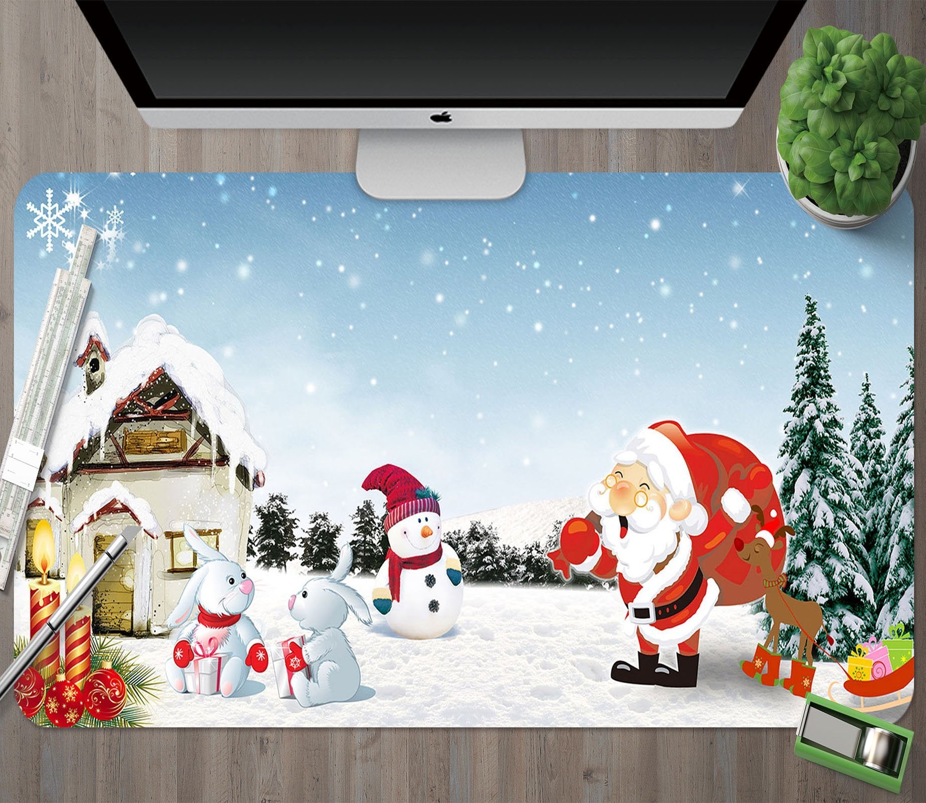 3D Cartoon Rabbit Deer 041 Desk Mat Mat AJ Creativity Home 