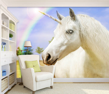 3D White Unicorn 1046 Wall Murals