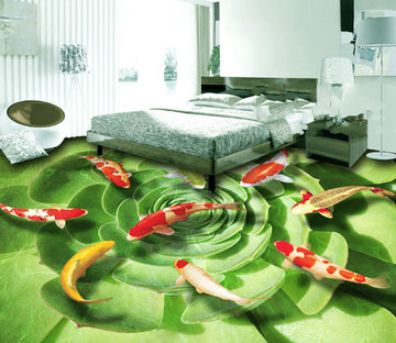 3D Lotus Leaf Koi 413 Floor Mural  Wallpaper Murals Rug & Mat Print Epoxy waterproof bath floor