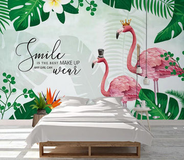 3D Couple Flamingos 1075 Wall Murals